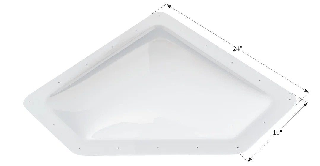 01865 – ICON Skylight, 4 Inch High Bubble Type Dome Neo Angle For 20 Inch Length x 8 Inch Width Opening 24 Inch Lengt...